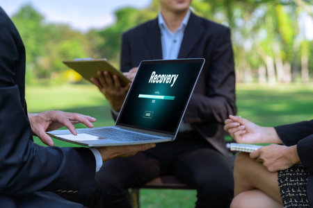 data backup restoration recovery restore data from cloud storage brisk and provide planned network reserve business dataの写真素材