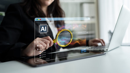 AI platform generating art images with dynamic interface. AI-generated content appears in image gallery artificial intelligence view. Generative AI loading multiple images from AI design engine.の写真素材