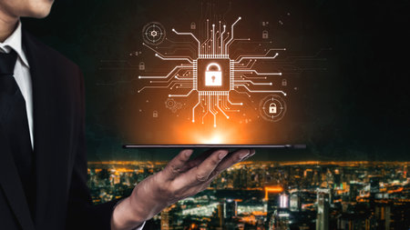 Cyber security system protecting digital infrastructure. Cyber security ensures data safety,...