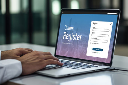 Online registration form for brisk form filling on the internet websiteの素材