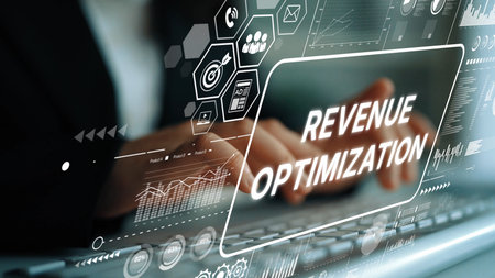 Modern Business Concept of Revenue Optimization with Digital Interface and Analytics Visualizations...