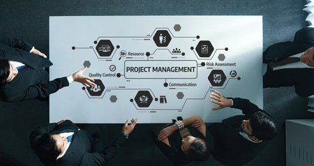 Explore effective project management strategies illustrated through collaboration and clear...