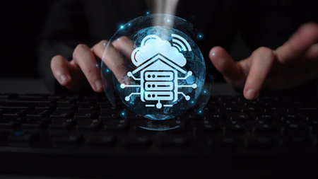 Cloud computing, cloud strategy, and cloud technology transforming digital infrastructure with...