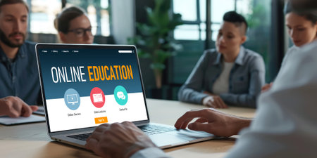E-learning website with brisk sofware for student to study online on the internet networkの素材