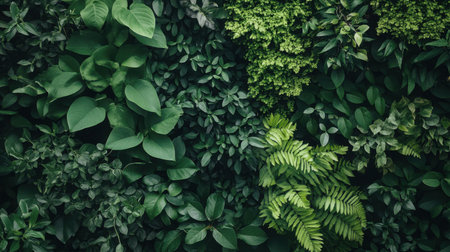 A stunning collection of vibrant green leaves and foliage, showcasing the beauty of nature in a harmonious arrangement. Ideal for natural themes.の素材