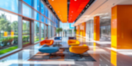 blur background of a modern office lobbyの素材