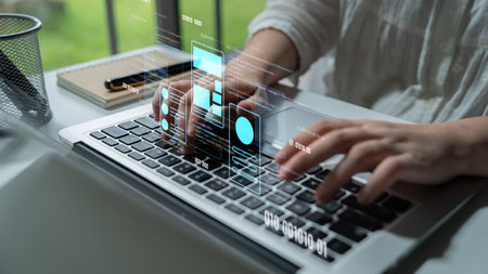 UI UX mockup showing application layout, structure, and code interface. UI design defines user flow,...