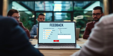 Customer feedback and review analysis by brisk computer software for corporate businessの素材