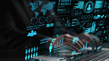Connection network visualization showing global connection, network communication, digital...