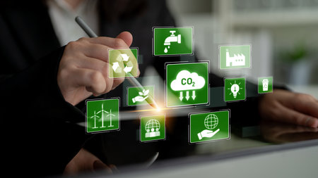 ESG concept integrates environmental, social, and governance practices to promote sustainability,...