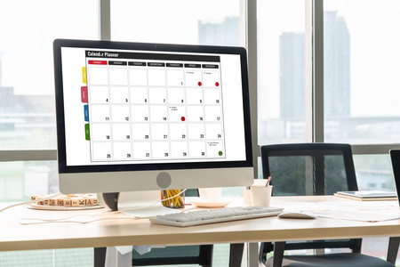 Calendar on computer software application for modish schedule planning for personal organizer and...