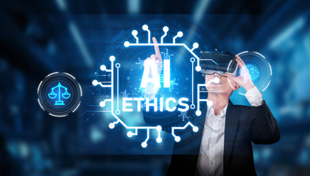 This image represents the complex relationship between AI ethics and legal responsibilities,...