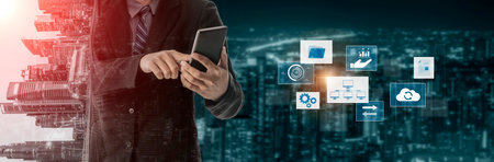 Digital business infrastructure with data system, analytics, sync. System management improves...