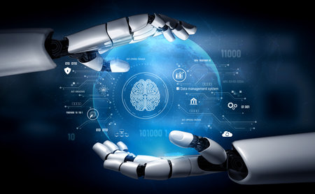 AI interacting with data management, data system, and data analysis processes for data-driven...