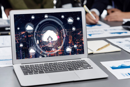 Cloud computing software for brisk remote work and personal data storageの写真素材