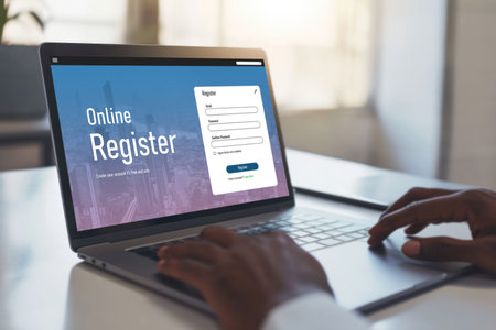 Online registration form for brisk form filling on the internet websiteの素材