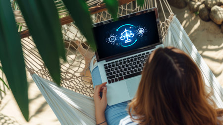 AI ethics responsibility standard law and rules on computer screen provide report of AI ethic transparency preventing technology crime. briskの素材