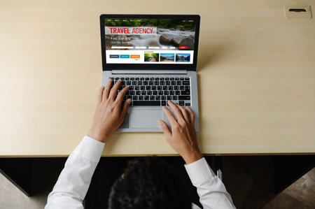 Online travel agency website for modish search and travel planning offers deal and package for flight , hotel and tour bookingの写真素材