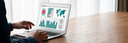 Business data dashboard provide modish business intelligence analytic for marketing strategy...