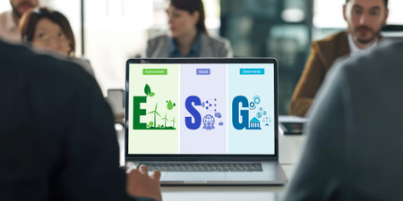 ESG environmental social governance policy for brisk business to set a standard to achieve high ESG scoreの素材