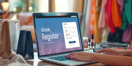 Online registration form for brisk form filling on the internet websiteの素材