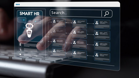 Smart HR system using AI and digital platforms for efficient recruitment, talent analytics, employee...