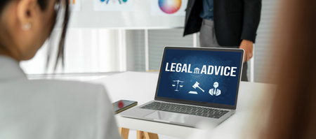 Smart legal advice website for people searching for brisk law knowledge in digital device screen...