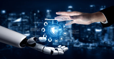 AI artificial intelligence strengthens cybersecurity with intelligent threat detection, virtual...