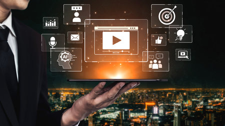 Video marketing helps businesses engage audiences with video marketing tools, video marketing strategies, video marketing trends, and success.の写真素材