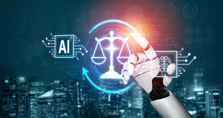 AI ethics ensures fairness, transparency, and responsibility in intelligent systems, guiding safe and trusted AI integration in society. Artificial intelligence splineの写真素材