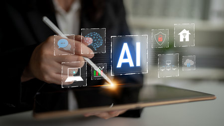 AI integration is transforming digital ecosystem. AI integration enhances smart systems, AI integration drives data, AI integration improves connectivity, and boosts performance.の写真素材