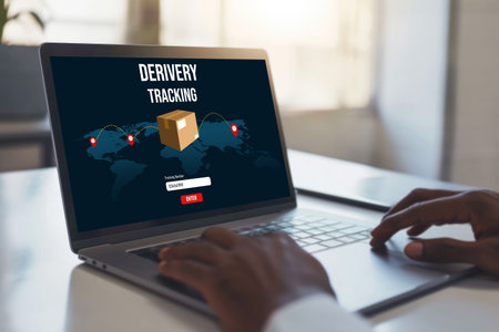 Delivery tracking system for e-commerce and brisk online business to timely goods transportation and deliveryの素材