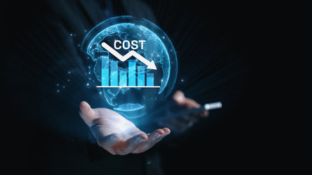 Cost reduction and cost saving through digital transformation, business cost optimization, operational cost reduction, financial savings, and resource efficiency strategies for business success. Elideの写真素材