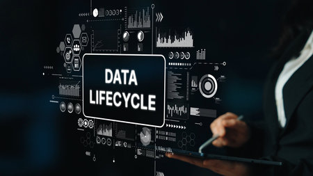 Digital Representation of Data Lifecycle with Graphics and Visual Elements in Business Context. Asymptotic smart data analytic.の写真素材