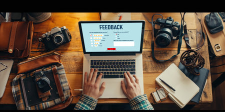 Customer feedback and review analysis by brisk computer software for corporate businessの素材