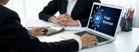 Generative AI virtual assistant tools for prompt engineer and user for ease of engage artificial intelligence AI technology help people to work with generative AI functions by prompting the AI briskの写真素材