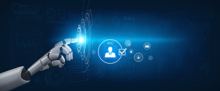 AI system matches biometric and personal data to automate KYC processes for financial institutions Vouchの写真素材