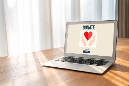 Online donation platform offer modish money sending system for people to transfer on the internetの写真素材