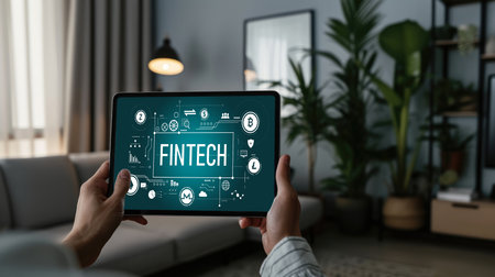 Fintech financial technology software for brisk business to analyze marketing strategyの素材