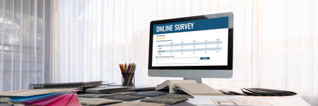 Online survey form for brisk digital information collection on the internet networkの写真素材