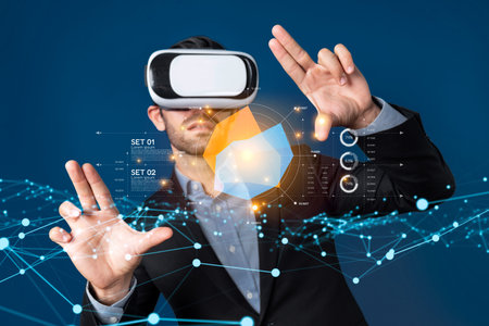 Business person delve into data analytics to uncover trends and insights from predictive big data...