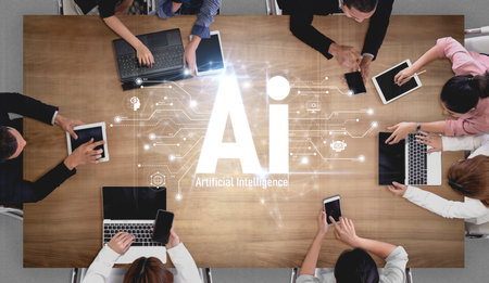 AI assistant with LLM, big data, machine learning, and generative AI powers prompt engineering and supports agentic AI for advanced business applications. Vouchの写真素材