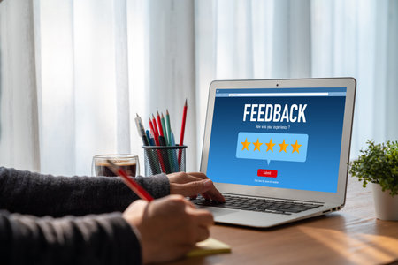 Customer feedback and review analysis by modish computer software for corporate businessの写真素材