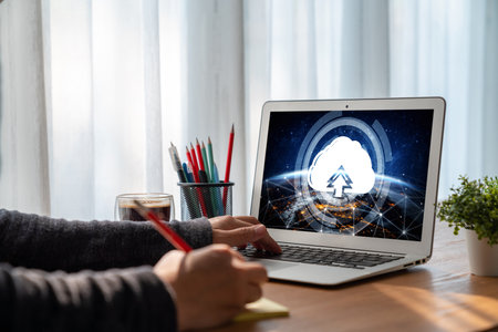 Cloud computing software for modish remote work and personal data storageの写真素材