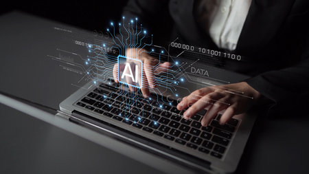 AI Assistant Brain Processor with LLM Technology, Big Data, Machine Learning, Generative AI for Business Support, Future Agentic AI Technology and Artificial Intelligence Prompt Engineering.の写真素材