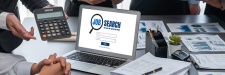 Online job search on brisk website for worker to search for job opportunities on the recruitment internet networkの写真素材