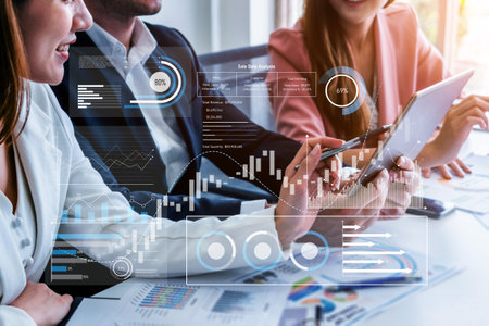 Sales data analysis dashboard showing performance, trends, and insights. Sales data tracks growth,...
