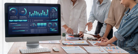 Business data dashboard provide business intelligence analytic for marketing strategy planning brisk...