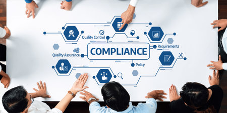 An engaging overhead view of hands gathered around a table, showcasing a collaborative compliance...