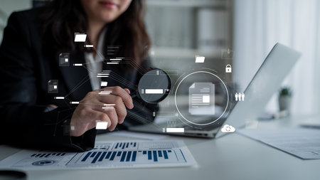 Digital document management system streamlines file access, document sharing, document tracking, and document storage for secure and efficient operations.の写真素材